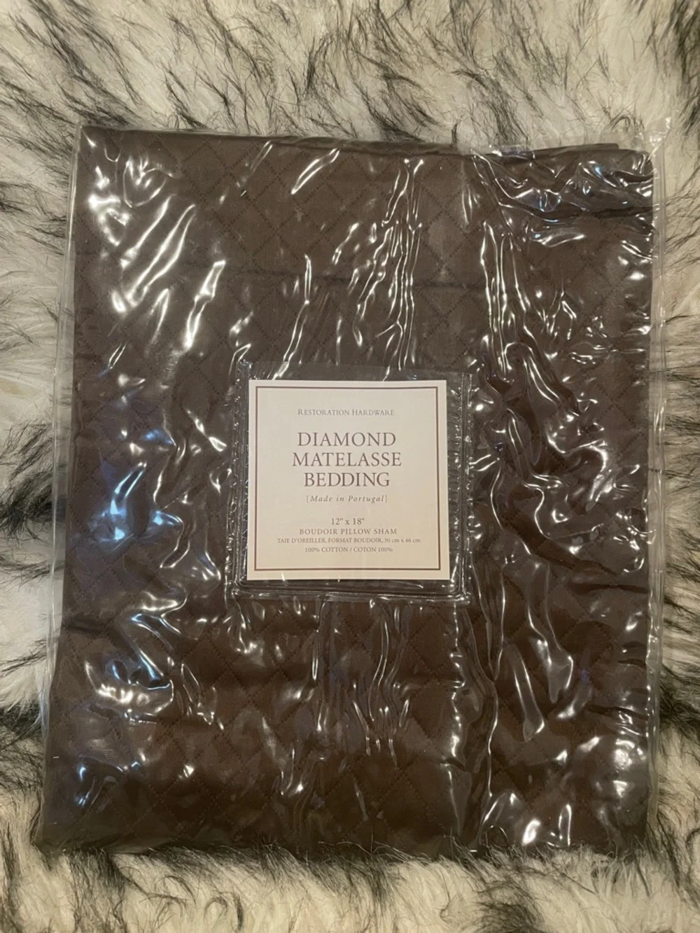 Restoration Hardware Diamond Matelassé Boudoir Pillow Sham in Brown New